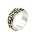 Nordic Viking rune spinner ring for men in black and gold stainless steel - Gold