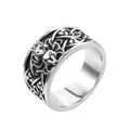 Anello teschio vintage in acciaio inossidabile con motivi a nodi celtici ossidati - US 7 / Argento Antico