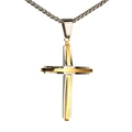 Collier pendentif double croix bicolore en acier inoxydable pour homme avec chaîne box - Bicolore Or (Pendentif Seul Sans Chaîne)