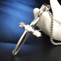 Collier avec pendentif croix en acier inoxydable pour homme, design géométrique multicouche - Couleur Acier (Pendentif Uniquement (Sans Chaîne))