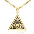 Punk vintage gold stainless steel necklace with eye of providence triangle pendant - Single Pendant Gold