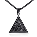 Punk style men's stainless steel necklace featuring a black triangle Eye of Providence pendant - Single Pendant Black