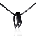Minimalistische schwarze geometrische Rauten-Halskette mit gebürsteter Edelstahlkette - Einzelner Anhänger (Schwarz)