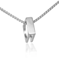 Minimalistischer 14K Gold Geometrischer Rechteckanhänger mit Box-Kette und Mattierung - Einzelner Anhänger (Stahlfarbe)