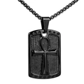Collana Ankh egizia in acciaio inossidabile nero con incisione di stelle e catena a sfere - Solo Ciondolo Color Nero (Senza Catena)