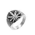 Anillo de acero inoxidable para hombre con acabado plateado retro y motivo de hojas - US 6 / Color Acero