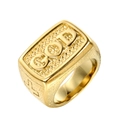 Anello GOD vintage da uomo in acciaio dorato con dettaglio a croce e stile hip-hop religioso - US 8 / Oro