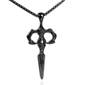 Hip hop matte black cross dagger pendant necklace with vintage gothic box chain jewelry - Single Pendant Black