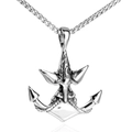 Retro stainless steel anchor pendant necklace with box chain for men in silver finish - Steel Color Pendant (No Chain)