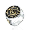 Anello massonico Master Mason da uomo in acciaio inossidabile argento e oro - US 7 / Bicolore (Oro e Argento)