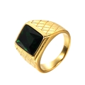 Anello vintage in acciaio inossidabile dorato con gemma verde rettangolare - US 7 / Oro Zirconia Verde