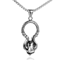 Gothic silver skull pendant necklace with retro oxidized finish and box chain for men - Silver (Pendant Only - Without Chain)