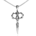 Gothic style cross sword pendant necklace in silver stainless steel with box chain - Steel Color