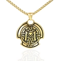 Vintage gold stainless steel pendant necklace featuring a raised M and Roman numeral XXVI - Single Pendant Gold