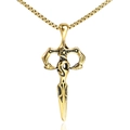 Hip hop vintage style gold dagger cross pendant necklace with box chain for couples - Single Pendant Gold