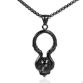 Men's retro black stainless steel skull pendant necklace in gothic hip hop street style - Black (Pendant Only (Without Chain))