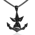 Retro black stainless steel anchor pendant necklace with box chain for men's fashion - Pendant Only (Without Chain) Black