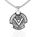 Men's silver stainless steel Viking pendant necklace with V and VII engraving - Pendant Only (Without Chain) - Steel Color