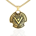 Vintage golden stainless steel V-shield pendant necklace with Roman numeral VII detail - Pendant Only (Without Chain) - Gold