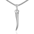 Silver crown chili pendant necklace with box chain for a stylish unisex look - Steel Color
