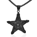 Collana con pendente a stella nera retrò con dettagli punk incisi e catena a maglia quadra - Nero Solo Ciondolo (Senza Catena) (XD518-Pendant Only (Without Chain))