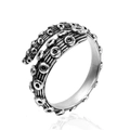 Anillo abierto vintage de acero inoxidable con diseño de tentáculo de pulpo - US 7 / Color Acero
