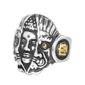 Anello retrò in acciaio inossidabile da uomo con rilievo viso bene e male - US 7 / Oro e Argento