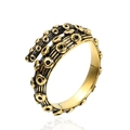 Anillo de pulpo vintage en bronce de acero inoxidable con diseño abierto ajustable - US 7 / Oro + Negro