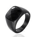 Anello da uomo minimalista in acciaio inossidabile nero con onice nera quadrata - US 7 / Nero Zirconia Nera