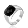 Anello sigillo da uomo in acciaio inossidabile argento con onice nera a taglio quadrato - US 7 / Colore Acciaio Zirconia Nera