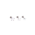 Flat back titanium screw stud earrings with iridescent synthetic opal stones in silver finish - Bar 1.0*6mm / AB Color (4mm)