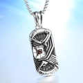 Vintage stainless steel mechanical Odin pendant with red gemstone and industrial gear design - Pendant Only (Without Chain) - Red Rhinestone