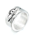 Anello punk da uomo con aquila in argento, rilievo nero e pietre di zirconia - US 7 / Argento