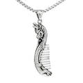 Hip hop style dragon comb pendant necklace in antique silver finish with a box chain - Pendant Only (Without Chain) (Steel Color)
