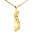 Golden dragon hair comb pendant necklace in hip hop style with box chain - Pendant Only (Without Chain) (Gold Color)