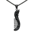 Hip hop black dragon comb pendant necklace with stainless steel box chain for men - Pendant Only (Without Chain) (Black Color)