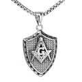 Collana a scudo massoneria in acciaio inossidabile con pendente bussola G argento vintage - Colore Acciaio (Solo Pendente)