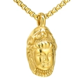 Colgante vintage de cabeza de Buda bañado en oro con cadena de eslabones para hombre y mujer - Solo Colgante (Sin Cadena) / Dorado