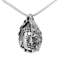 Retro stainless steel Buddha and Demon pendant necklace with silver box chain jewelry - Large Style (Pendant Only) / Steel