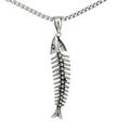 Retro stainless steel fishbone pendant necklace with vintage silver box chain - Pendant Only (Without Chain) / Steel Color Pendant (XD560)