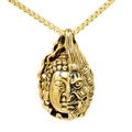 Collar de acero de titanio con colgante de Buda y Demonio de doble cara oro viejo - Colgante Dorado Grande (Sin Cadena)