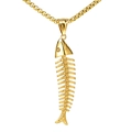 Gothic punk gold fish bone pendant necklace made of high quality polished titanium steel - Pendant Only (Without Chain) / Gold Color Pendant (XD560)