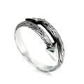 Anillo abierto flecha de Cupido retro en acero inoxidable con textura de corteza - US 7 / Color Acero