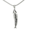 Collana con ciondolo a lisca di pesce vintage in argento con catena a scatola tonda - Ciondolo Solo (Senza Catena) Colore Acciaio