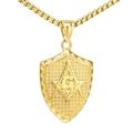 Collana massonica dorata a forma di scudo in acciaio inossidabile con catena a scatola - Colore Oro (Solo Pendente)