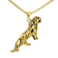 Collar con colgante de tigre dorado de acero inoxidable con diseño detallado de tigre - Colgante Suelto Dorado / Dorado