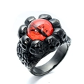 Gothic stainless steel skull ring featuring a large red orb with nebula textures - Black Red Eye