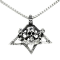 Collana teschio punk retrò con pentagramma goffrato in finitura acciaio inox argentato - Solo Ciondolo (Senza Catena) / Color Acciaio