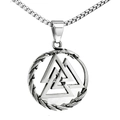 Collana Valknut vichinga norrena in acciaio inossidabile argento con ciondolo a corona - Color Acciaio