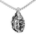 Retro stainless steel pendant featuring Buddha and Demon faces on a vintage box chain - Small Style (Pendant Only) / Steel